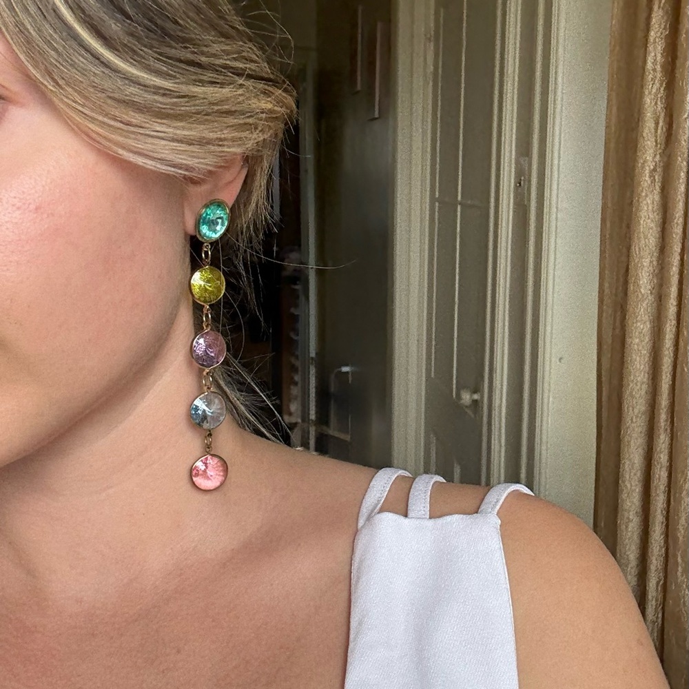 Multicolor Drop Disc Earrings - Women Jewelry